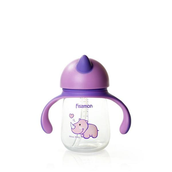 Fissman Training Cup with Spout 260ml Purple - Spill Proof Sippy with Handle - Learning Cup For Kids Lightweight - Milk & Water Bottle - Style 1