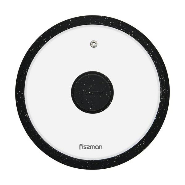 Fissman Lid Arcades 20cm With Black Marble Silicone Rim Glass