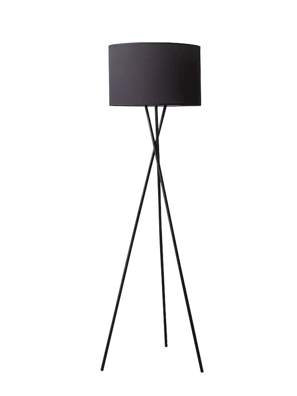 Simple Floor Lamp for office, Living Room or Bedroom, Iron & Fabric, Black Color, 45 X 160 CM