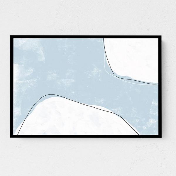 Small Landscape Abstracto Outlined Canvas Wall Art Print Black Frame 40x27