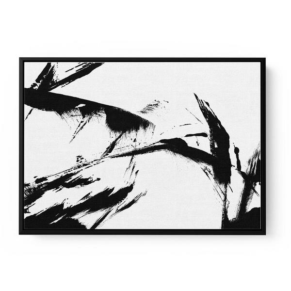 Small Landscape Feathery Streak Canvas Wall Art Print Black Frame 40x27