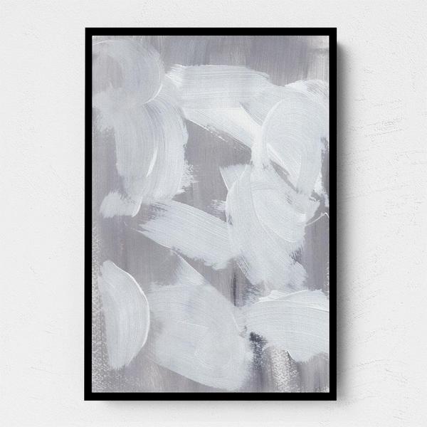 Small Portrait Grey Touching White Canvas Wall Art Black Frame 27x40